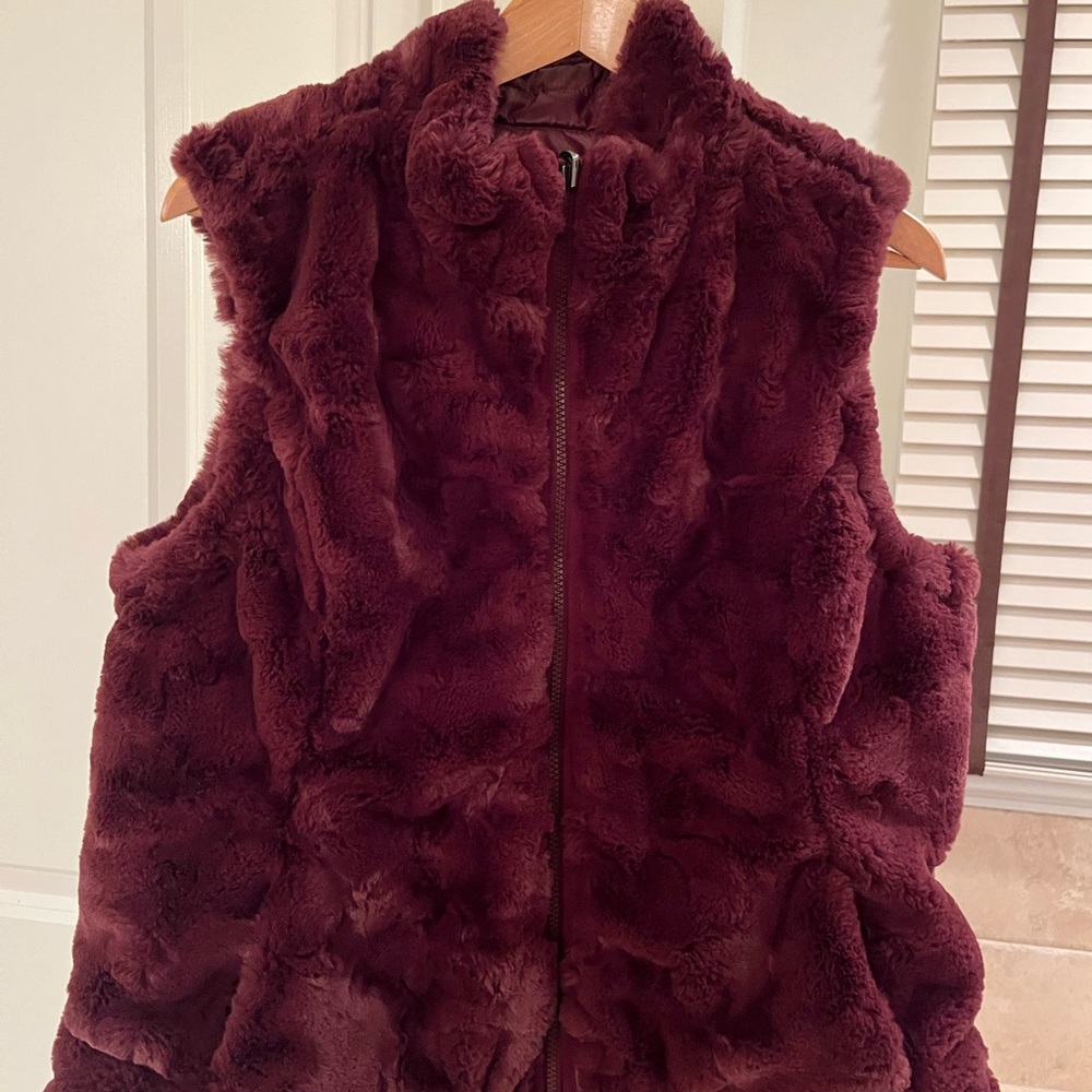 Plush Burgundy Faux Fur Vest